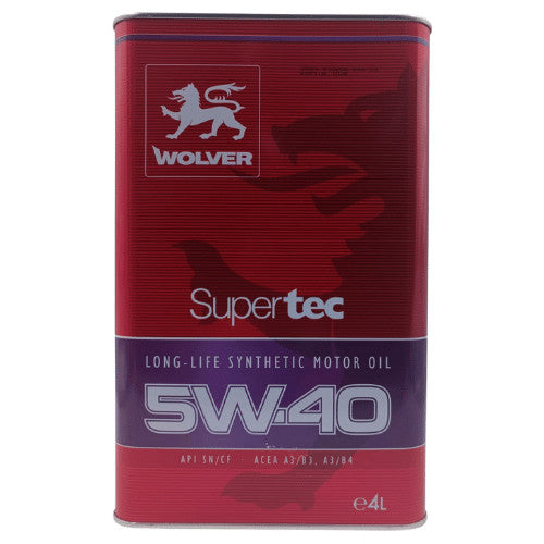 Aceite 5W40 Wolver Supertec Long Life Api SN/CF ACEA A3/B4 4lts