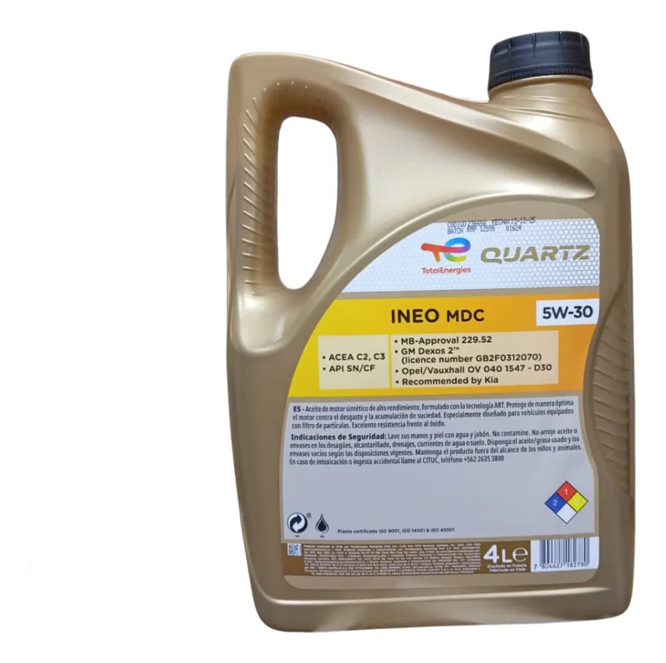 Aceite Lubricante 5W30 Total INEO MDC SN/C2/C3 4lt